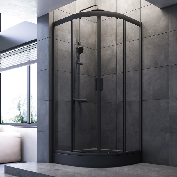 Душевой уголок 90x90 AM.PM Gem 1/4 Rond W90G-401-090BT черный