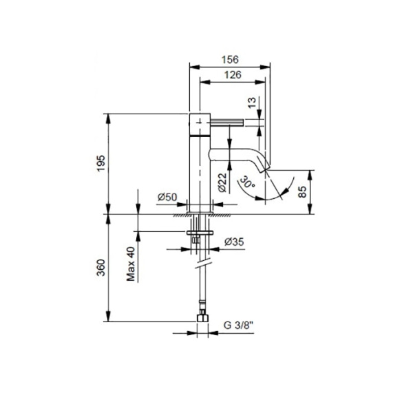 Смеситель для раковины Fantini AF/21 27 93 A704WF сталь