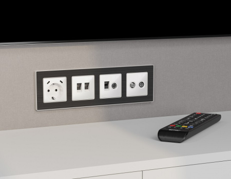 Накладка для ТВ-розетки и RJ-11 или RJ-45 Ambrella Volt ALFA AP1125