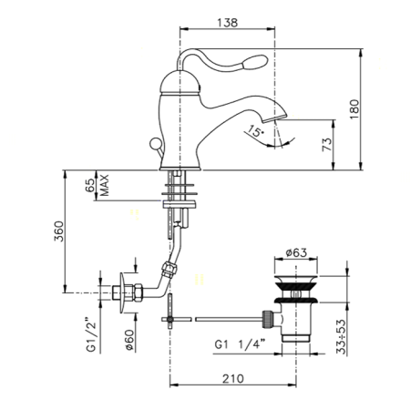 Смеситель для раковины Nicolazzi Signal 3402CR20