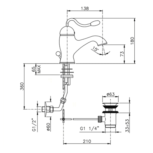 Смеситель для раковины Nicolazzi Signal 3402CR20