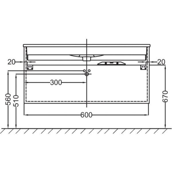 Тумба под раковину 60 см Jacob Delafon Vox EB2030-RA-N18 белый блестящий
