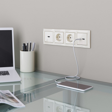 Розетка HDMI без рамки Werkel слоновая кость W1186003