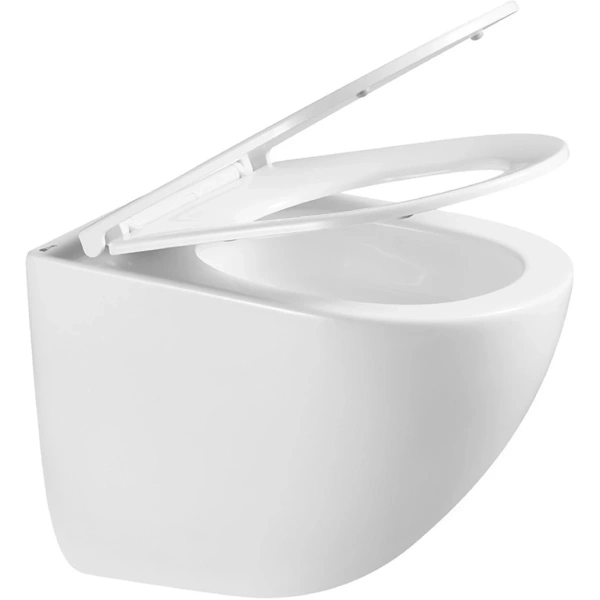 Унитаз подвесной Point Сатурн PN41901 безободковый, торнадо, с сиденьем микролифт, белый