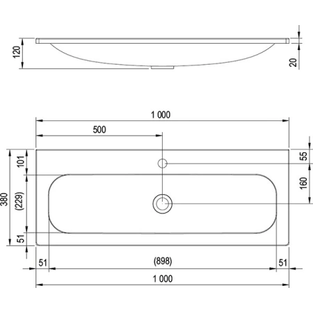 Умывальник 100 см Ravak Ring 1000 XJK01110000