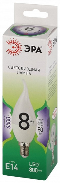 Лампа светодиодная Эра Green Line E14 8Вт 6500K LED BXS-8W-865-E14 GL