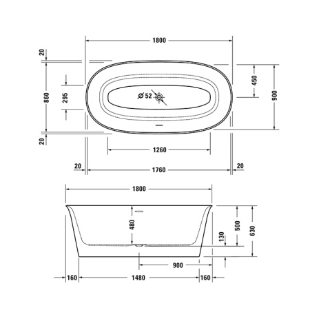Акриловая ванна Duravit White Tulip 180х90 700469000000000