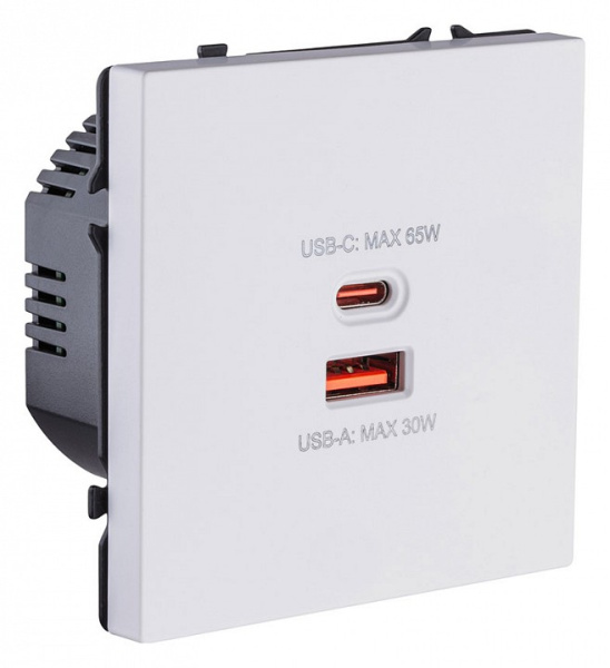 Розетка 2хUSB type A и C без рамки Kollinger Eclipse EC-024WG