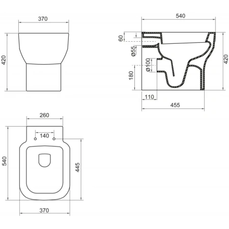 Приставной унитаз BelBagno Vaso BB127CB