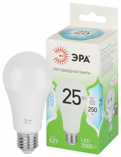 Лампа светодиодная Эра Green Line E27 25Вт 4000K LED A60-25W-840-E27 GL