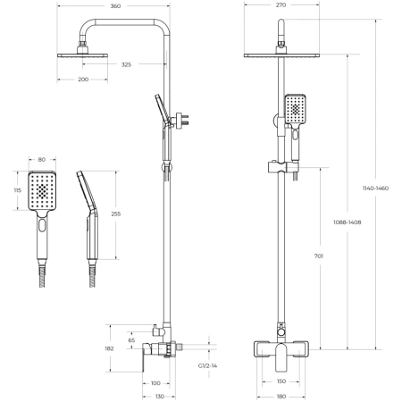 Душевая система Cezares Slider SLIDER-CD-01 270x200 мм, со смесителем, хром