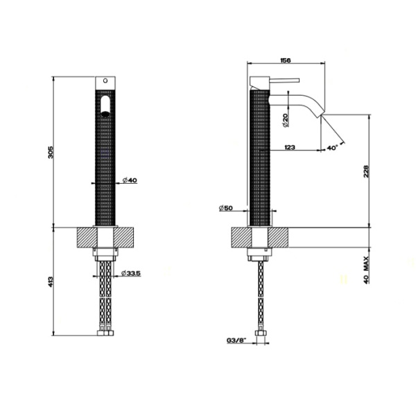 Смеситель для раковины Gessi 316 54209#239 нержавейка