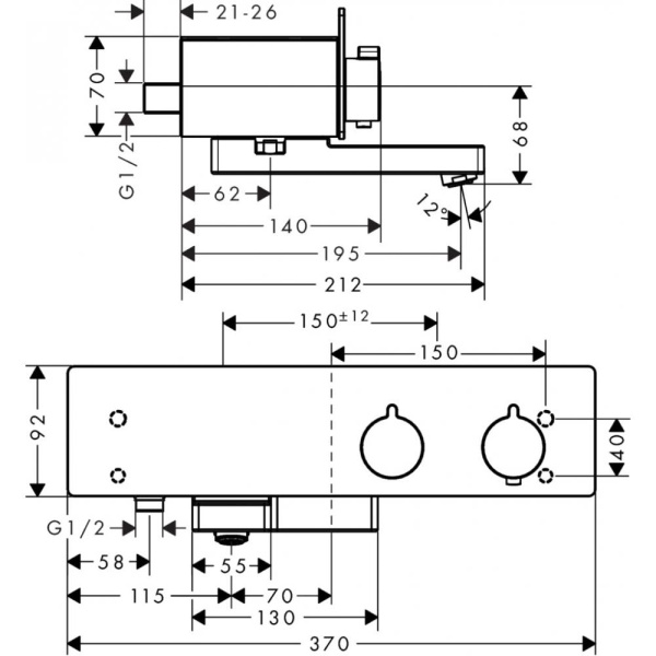 Смеситель для ванны с термостатом hansgrohe ShowerTablet 350 31074000 белый