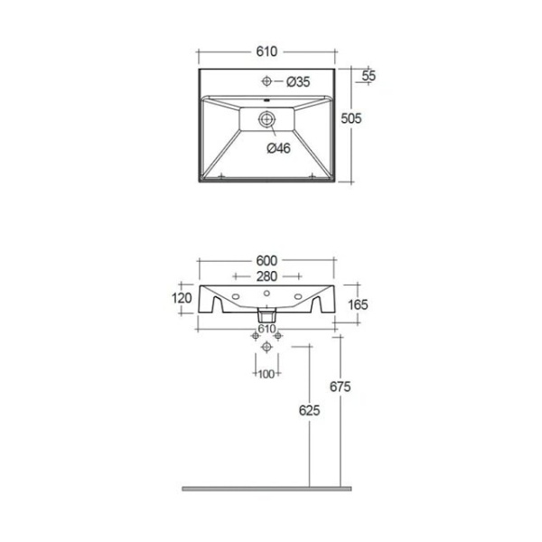 Раковина Kludi Resa 61 59WW6143
