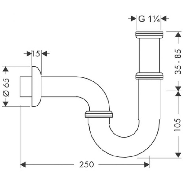Сифон трубчатый hansgrohe 53002000