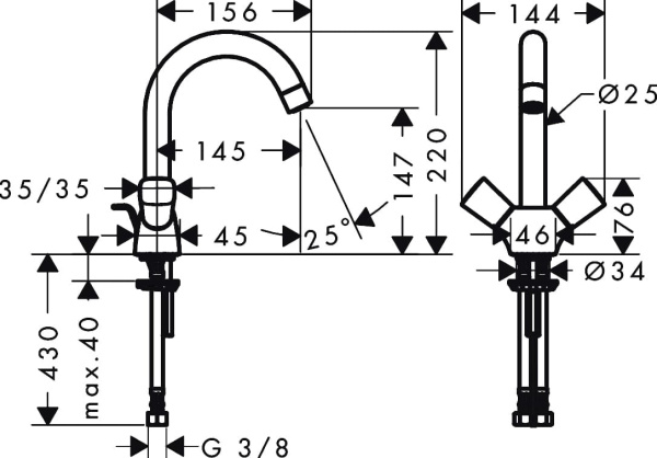 Смеситель для раковины hansgrohe Logis 71222000 с донным клапаном