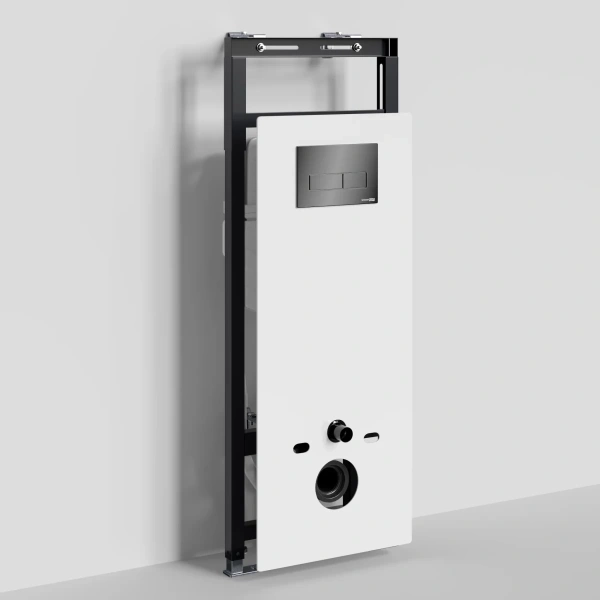 Инсталляция для унитаза WasserKRAFT Salm 27 27TLT.010.ME.WH.PB03 с кнопкой смыва, черный глянец