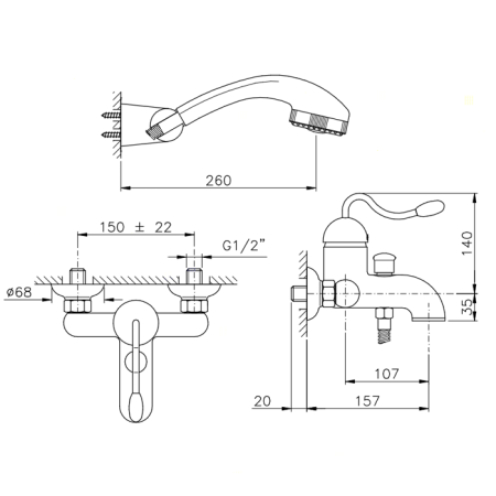 Смеситель для душа Nicolazzi Signal 3401CR20