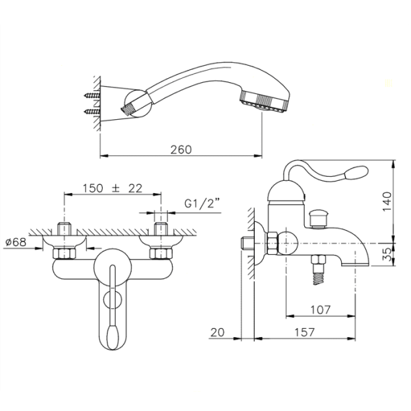 Смеситель для душа Nicolazzi Signal 3401CR20