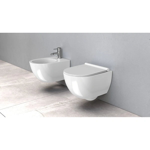 Унитаз подвесной Rea Carter REA-C1450 безободковый, с сиденьем микролифт, белый