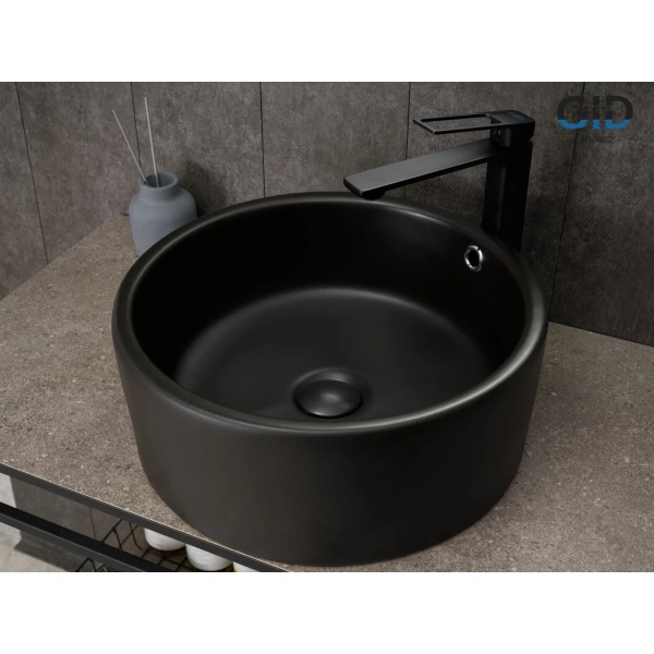 Раковина-чаша GID N9130bg 41,5x41,5 см, накладная, черный графит