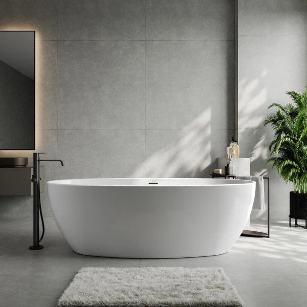 Акриловая ванна Abber AB9504 186x88,5 см, отдельностоящая, белый