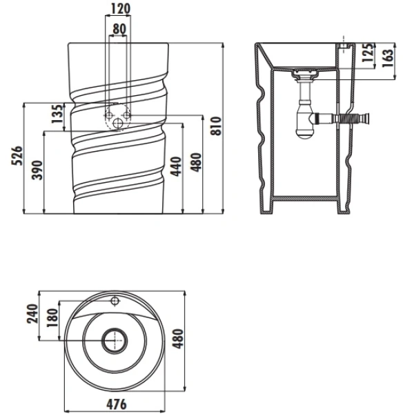 Раковина 47,6x48 см Creavit Spiral CL084-00CB00E-0000