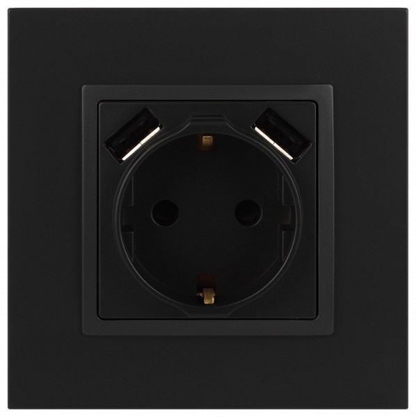 Розетка с заземлением и со шторкой и 2хUSB, без рамки Эра Эра Elegance 14-4109-05