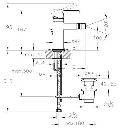 Смеситель для биде Vitra Minimax S A41988EXP