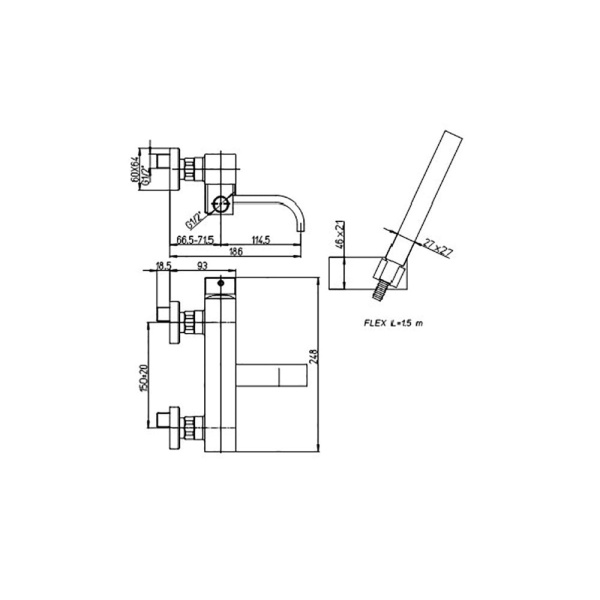 Смеситель для ванны Paini Dax-R 84CR105R2SKM
