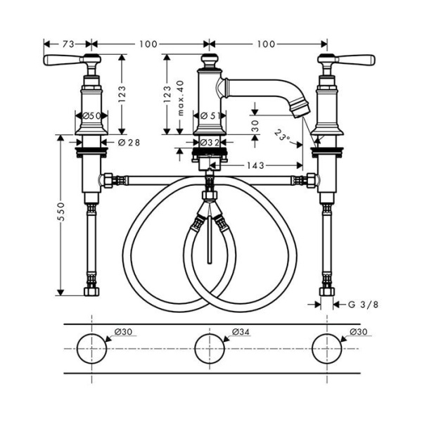 Смеситель для раковины Axor Montreux 16535000