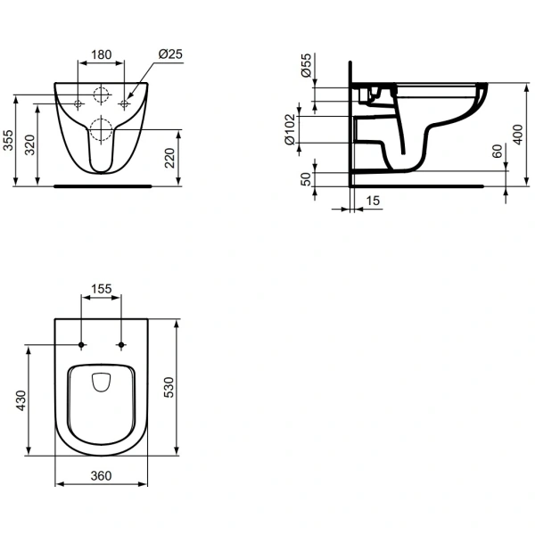 Унитаз подвесной Ideal Standard Tempo T040501 безободковый, белый