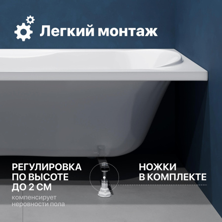 Акриловая ванна DIWO Ярославль 170x70 см, с ножками