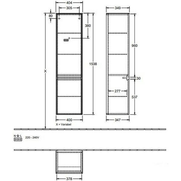 Шкаф-пенал Villeroy&Boch COLLARO C033L1PD black matt