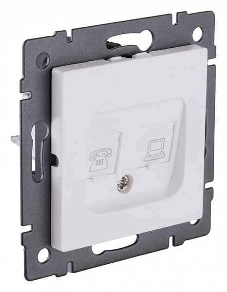 Розетка двойная RJ-11 и Ethernet RJ-45, без рамки Kollinger  REA-011WM