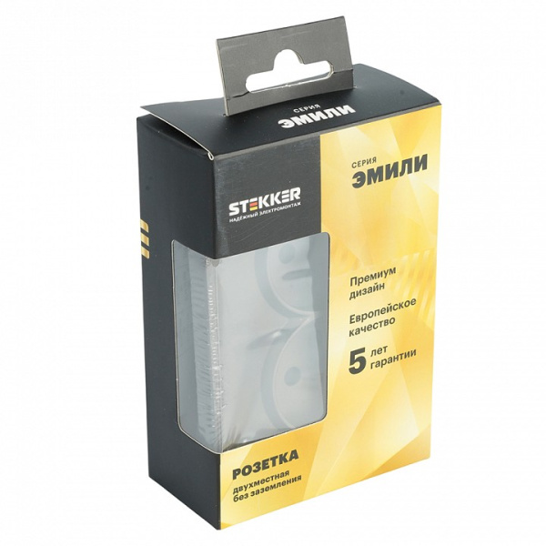 Розетка двойная без заземления и со шторкой Stekker Эмили 49929