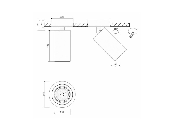 Крепление для встраивания светильника SWG PRO Mini Villy MINI-VL-M4-BL