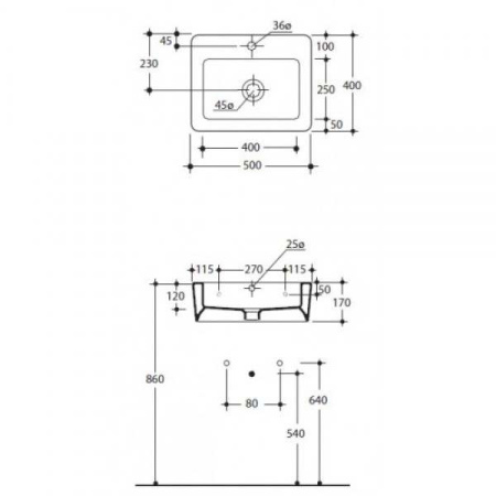 Раковина KERASAN Ego 50 3241 bi*1