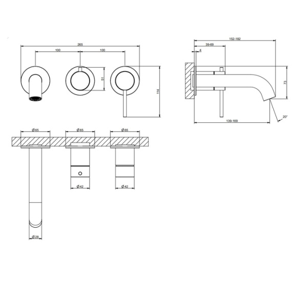 Смеситель для ванны Gessi 316 54140#239 сталь