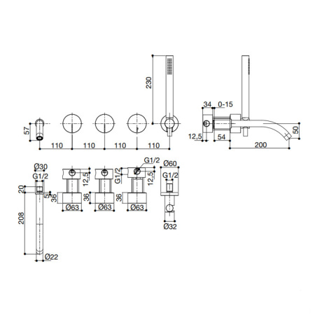 Смеситель для ванны FALPER AQUIFER #A63