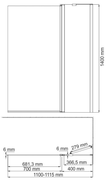 Шторка для ванны WasserKRAFT Berkel Matt glass 48P02-110 Right Fixed