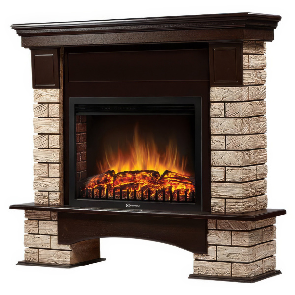 Портал Firelight Forte Wood 25 камень коричневый шпон темный дуб