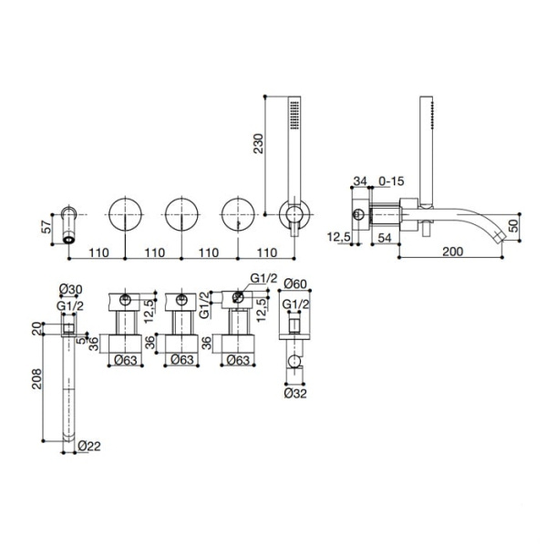 Смеситель для ванны FALPER AQUIFER #A63
