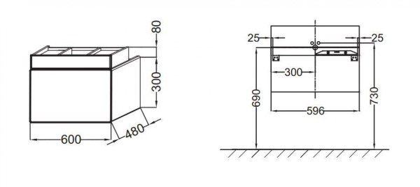 Тумба под раковину 60 см Jacob Delafon Terrace EB1185-N23 ледяной коричневый лак