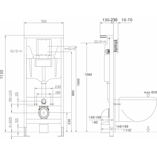 Инсталляция для унитаза Abber AC0108 пневматическая