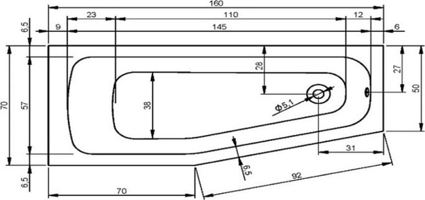 Акриловая ванна Riho Amalfi 160x70 R BB3300500000000