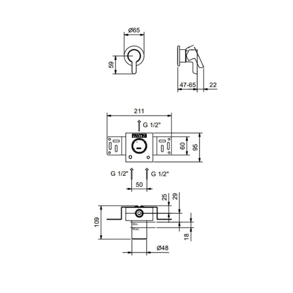 Смеситель для душа Fantini Icona Classic 53 13 R063B черный