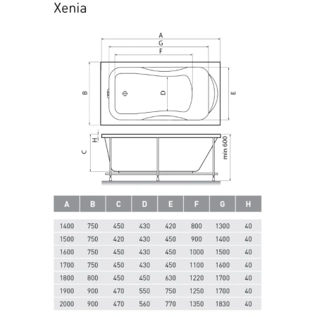 Акриловая ванна 180x80 см Relisan Xenia GL000000551