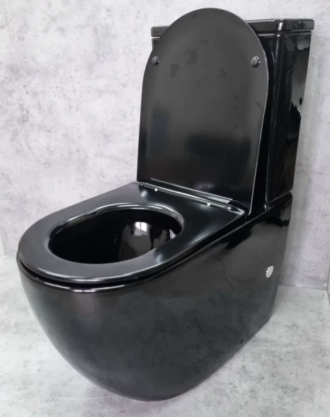 Унитаз-компакт CeramaLux NS-2176-18 с сиденьем микролифт, черный глянец
