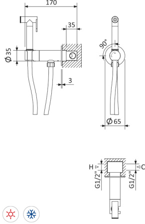 Гигиенический душ Cezares Leaf LEAF-DIF-SS золото